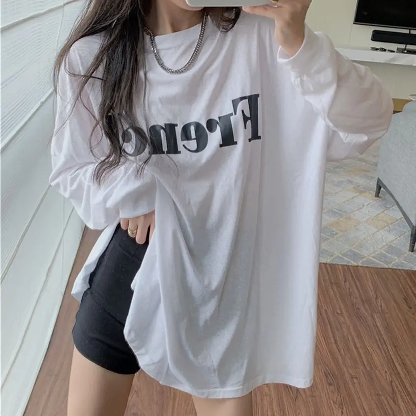 Autumn Lazy Style Oversized T-Shirt Women Letter Printed Stylish Autumn Full Sleeve Loose New Casual Women Chic Casual Tops
Autumn Lazy Style Oversized T-Shirt Women Letter Printed Stylish Autumn Full Sleeve Loose New Casual Women Chic Casual Tops