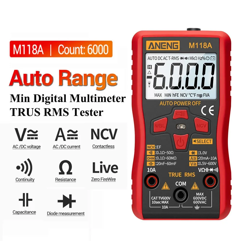 ANENG M118A Digital Multimeter Professional AC DC Voltage Indicator Current Tester Meter Measuring Instrument Electrician Tool
ANENG M118A Digital Multimeter Professional AC DC Voltage Indicator Current Tester Meter Measuring Instrument Electrician Tool