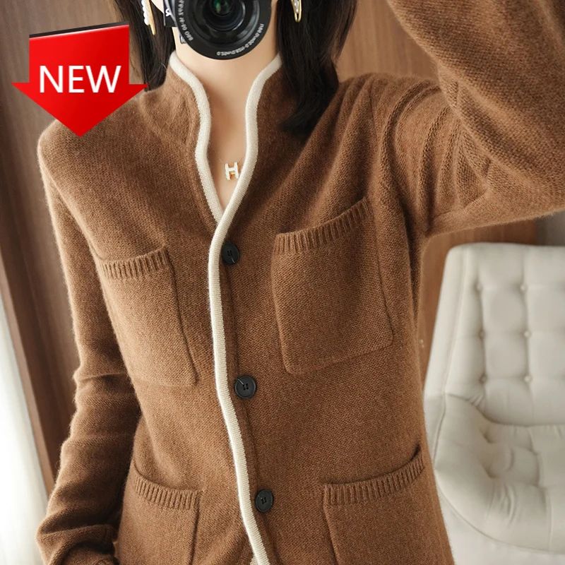 Autumn/Winter 2021 Women's Stand-up Collar Cardigan Casual Knit Tops Korean Plus Size Female Jacket 100% Cashmere / Wool Sweater
Autumn/Winter 2021 Women's Stand-up Collar Cardigan Casual Knit Tops Korean Plus Size Female Jacket 100% Cashmere / Wool Sweater