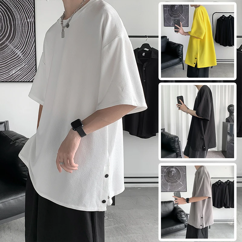 2022 New Trend Split Fork Short Sleeve Men T-Shirt Summer O Neck Loose Simplicity Top Tee 5xl Oversized Harajuku Punk Streetwear
2022 New Trend Split Fork Short Sleeve Men T-Shirt Summer O Neck Loose Simplicity Top Tee 5xl Oversized Harajuku Punk Streetwear