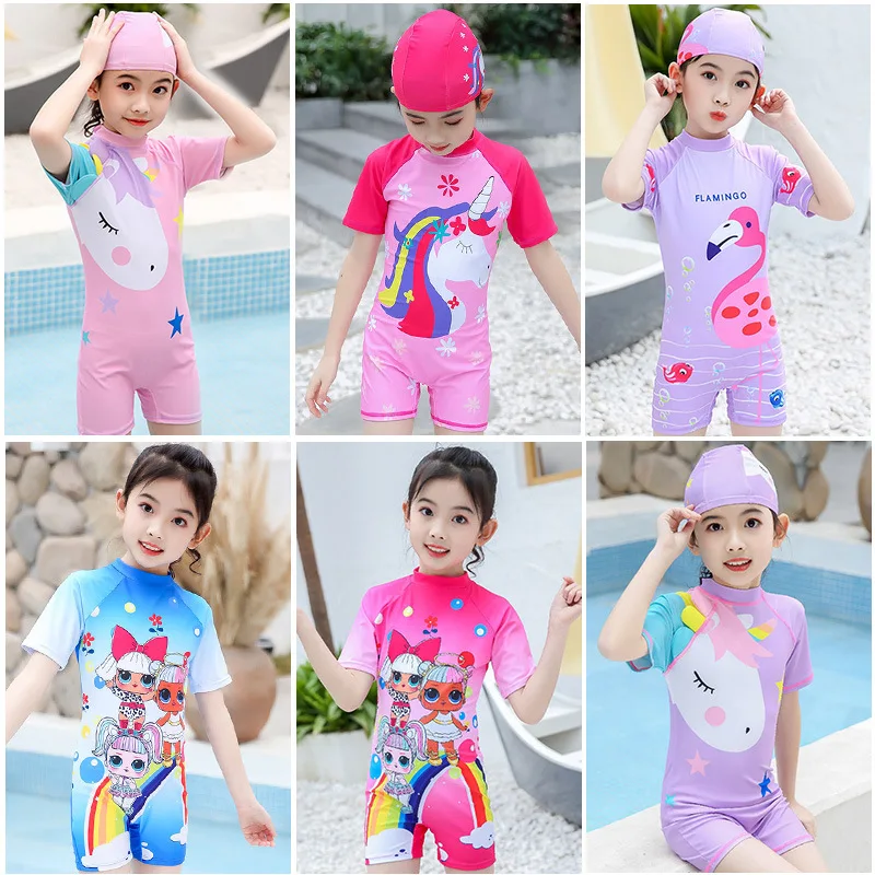 Girls Swimsuit Summer Baby Short-Sleeve Print One-Piece Children‘s Swimwear Costume+Swimming Cap 2 Pieces Suits
Girls Swimsuit Summer Baby Short-Sleeve Print One-Piece Children‘s Swimwear Costume+Swimming Cap 2 Pieces Suits