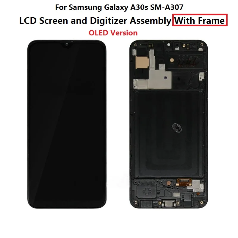 Для Samsung Galaxy A30s A307 OLED ЖК-экран и дигитайзер сенсорный экран в сборе/рамка-черный |