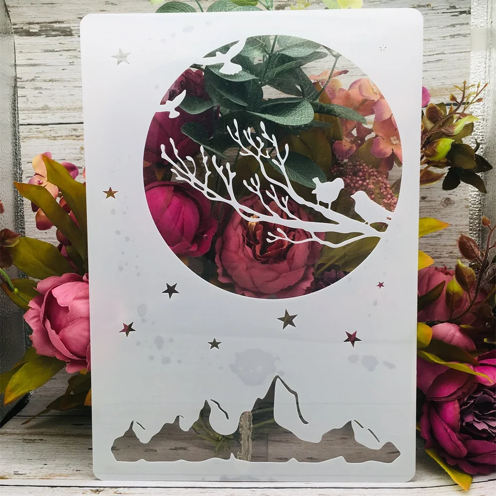 A4 29cm Full Moon Stars Bird Branch DIY Layering Stencils Wall Painting Scrapbook Coloring Embossing Album Decorative Template
A4 29cm Full Moon Stars Bird Branch DIY Layering Stencils Wall Painting Scrapbook Coloring Embossing Album Decorative Template
