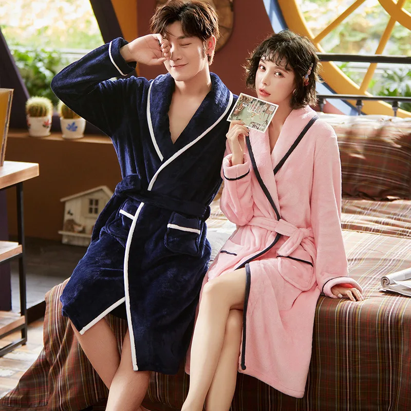 Lovers Pajamas Autumn/Winter Coral Fleece Sleepwear Thickened Bathrobe Add Long Flannel Pajamas Bathrobe Sleepwear
Lovers Pajamas Autumn/Winter Coral Fleece Sleepwear Thickened Bathrobe Add Long Flannel Pajamas Bathrobe Sleepwear