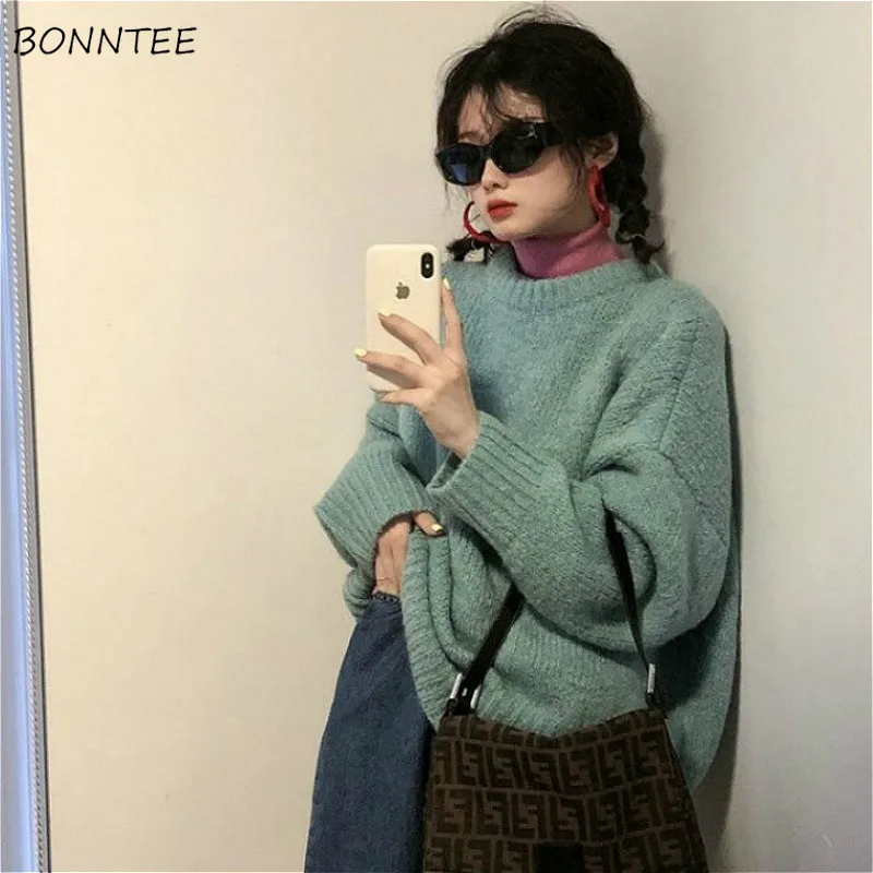 Женские свитера в стиле ретро Ulzzang, простые осенние вязаные свитера с длинным рукавом, шикарная уличная одежда для подростков, винтажная Жен... 
Женские свитера в стиле ретро Ulzzang, простые осенние вязаные свитера с длинным рукавом, шикарная уличная одежда для подростков, винтажная Жен...