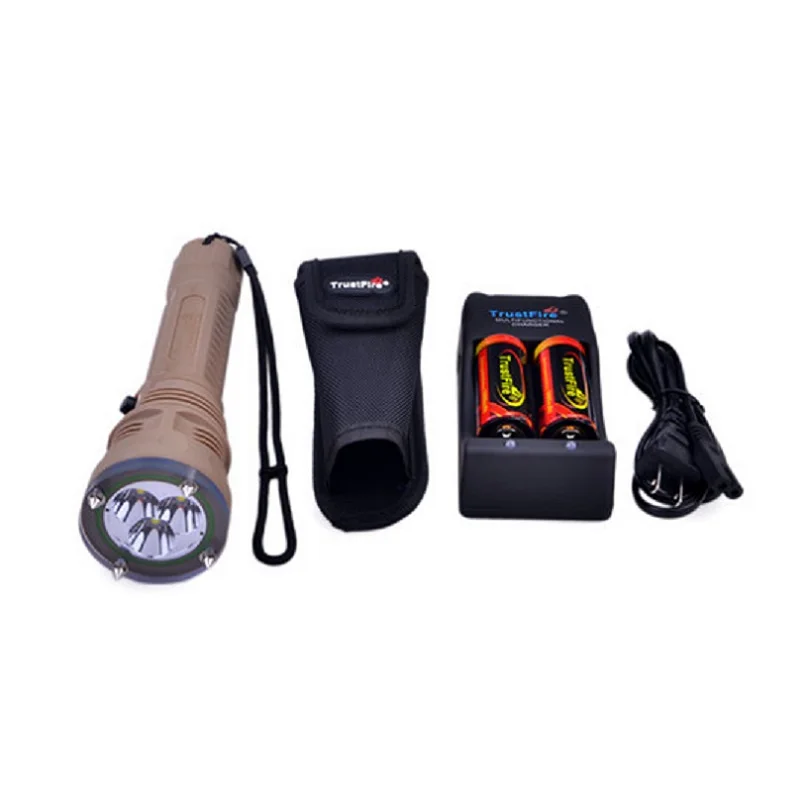 

1 Set TrustFire TR-DF002 Cree XM-L2 T6 1500LM 2-Mode Attack Head Diving Flashlight with Strap + Free 2 pcs 26650 Battery