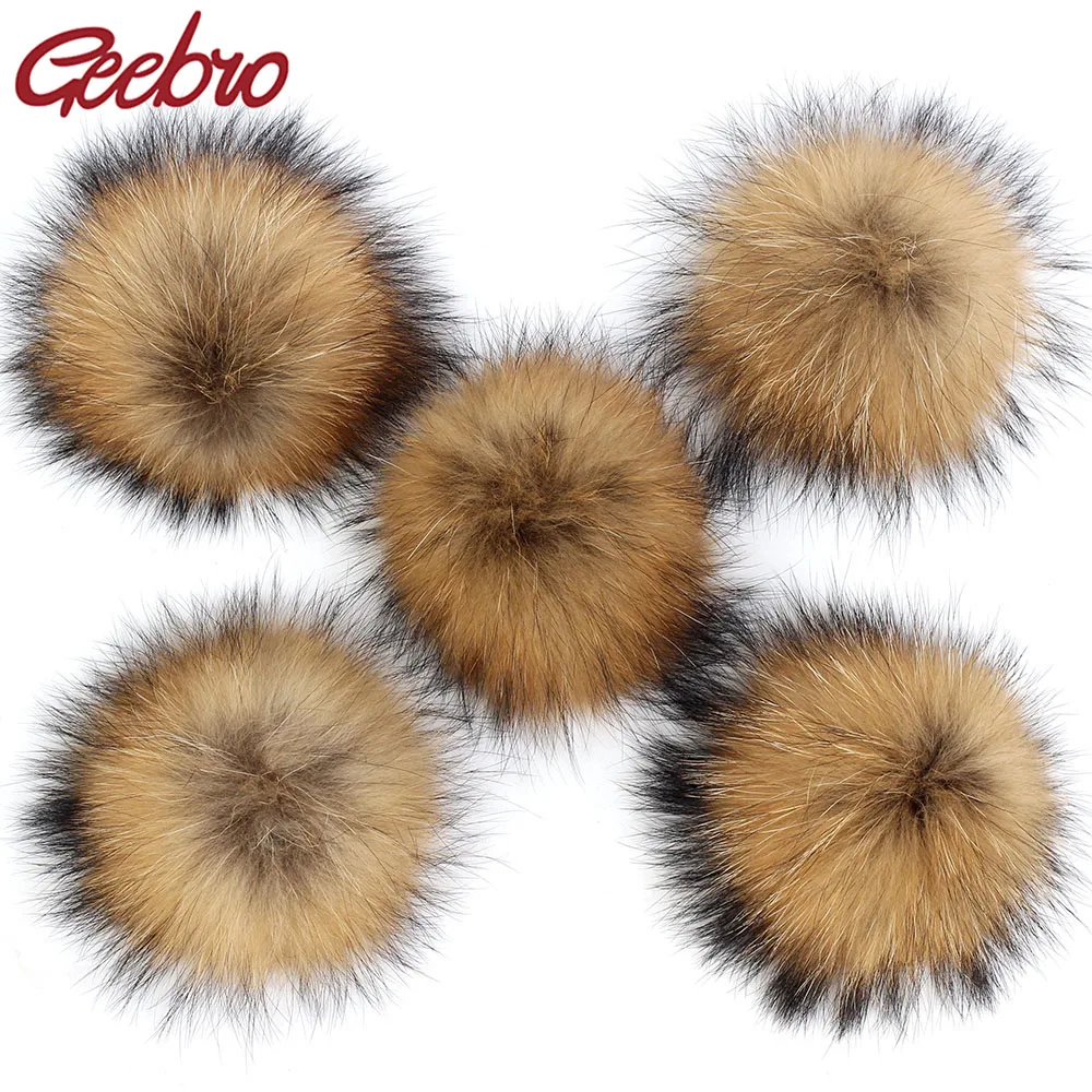 

Geebro 5pcs DIY Pompon 13-18cm 20cm Raccoon And Fox Fur Pom Poms Fur Balls For Knitted Hat Cap Beanies And Scarf Real Fur Pompom