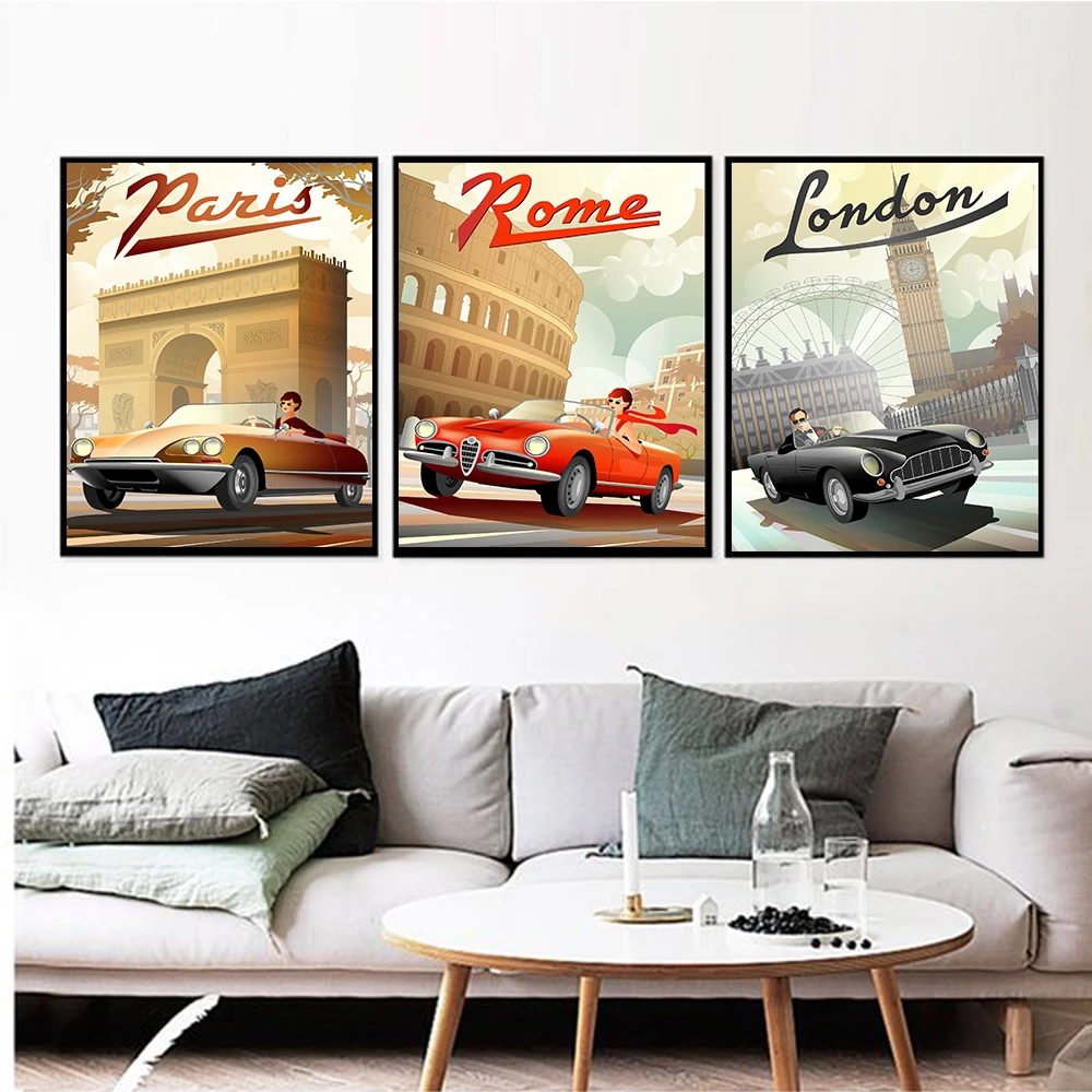 France Poster London Big Ben Retro Print Italy Rome Colosseum Arc de Triomphe Retro Car Wall Art Canvas Home Decor For Bedroom
France Poster London Big Ben Retro Print Italy Rome Colosseum Arc de Triomphe Retro Car Wall Art Canvas Home Decor For Bedroom