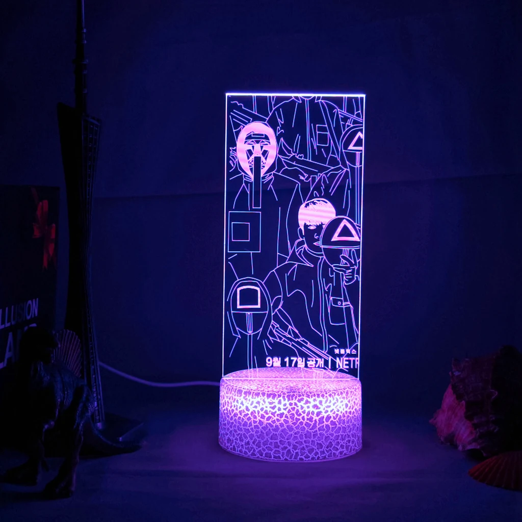 Squid Game Figure Korean Dramas 3D Lamp Night Lights For Home Decoration Gigt To Friend USB RGB Light 오징어게임 Light
Squid Game Figure Korean Dramas 3D Lamp Night Lights For Home Decoration Gigt To Friend USB RGB Light 오징어게임 Light