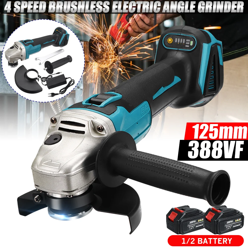 388VF 125MM Brushless Electric Angle Grinder 4 Speed Polishing Cutting Machine DIY Power Tool W/ 15000Mah Lithium-Ion Battery
388VF 125MM Brushless Electric Angle Grinder 4 Speed Polishing Cutting Machine DIY Power Tool W/ 15000Mah Lithium-Ion Battery