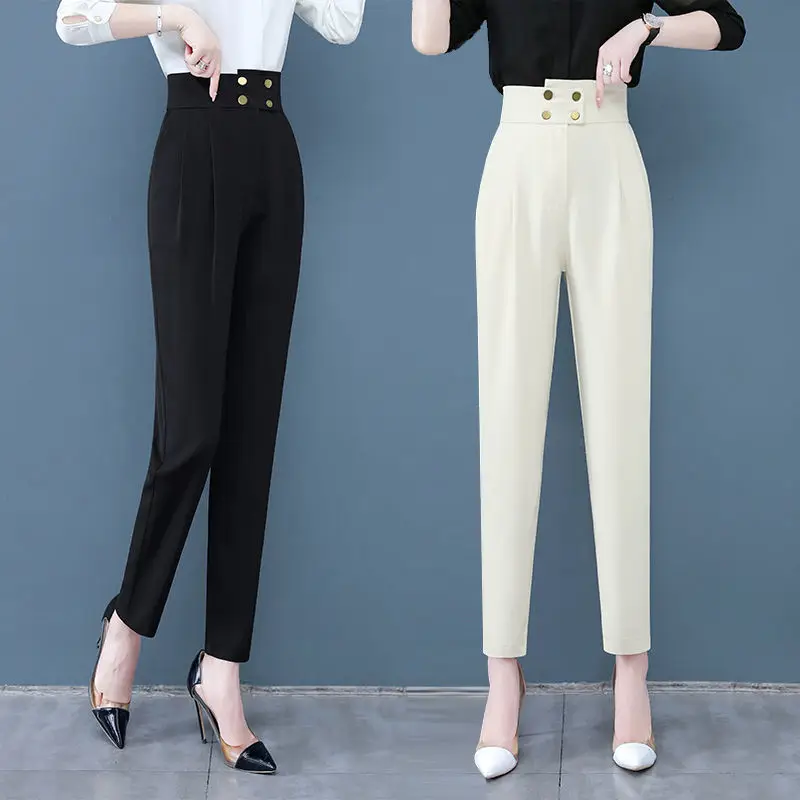Women New 2021 Spring Summer Suit Pants Female Formal High Waist Harem Pants Casual Trousers Office Lady Elegant Work Pants B73
Women New 2021 Spring Summer Suit Pants Female Formal High Waist Harem Pants Casual Trousers Office Lady Elegant Work Pants B73