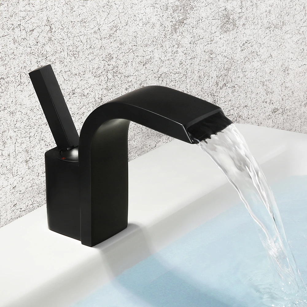 Смеситель SKOWLL из черной латуни для ванной комнаты, кран «Водопад» для раковины, крепление на раковину, однорычажный, для туалетной комнаты с... 
Смеситель SKOWLL из черной латуни для ванной комнаты, кран «Водопад» для раковины, крепление на раковину, однорычажный, для туалетной комнаты с...