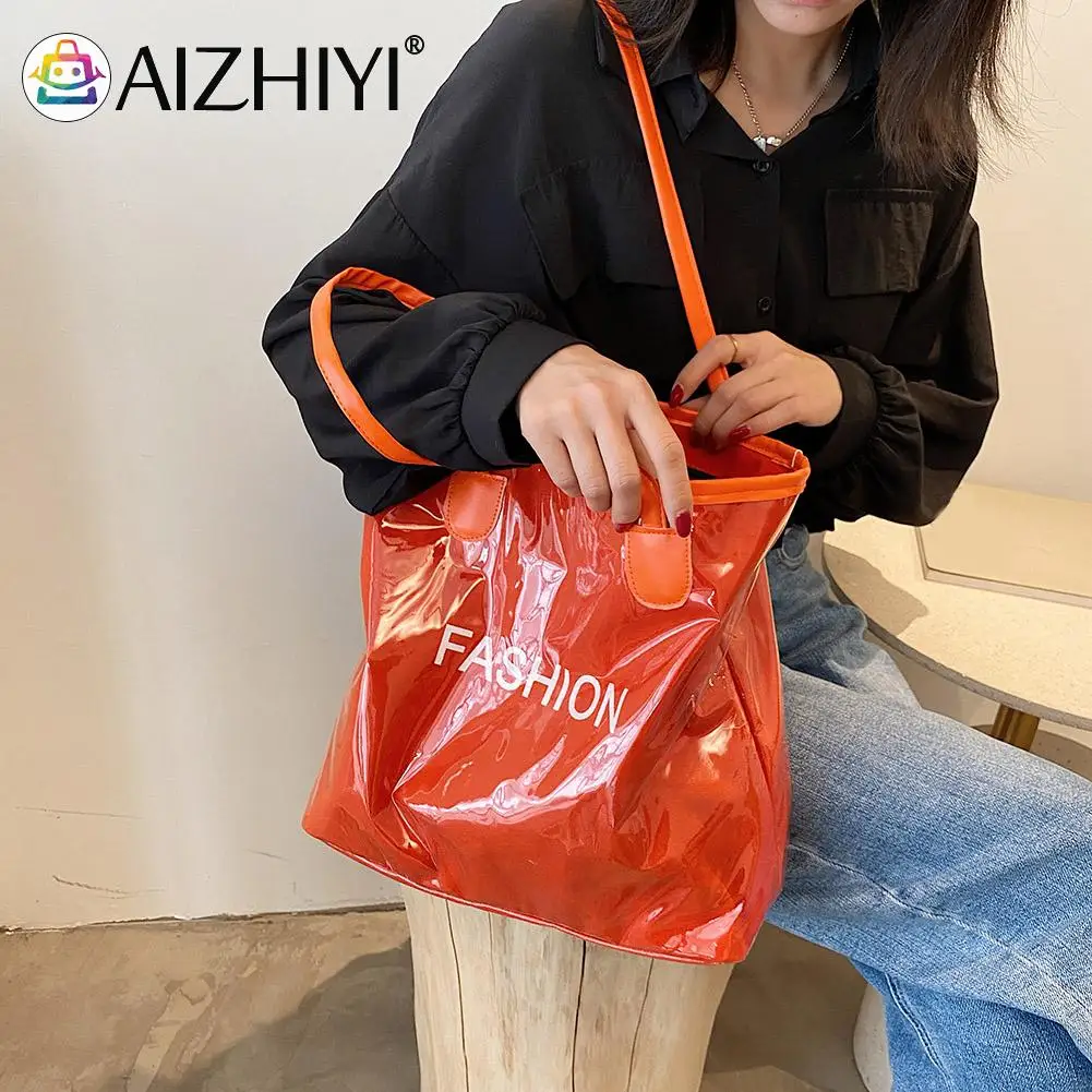 Summer PVC Shoulder Bags Women Letter Print Fashion Large Capacity Bright Tote Lady Casual Shopping Travel Handbags
Summer PVC Shoulder Bags Women Letter Print Fashion Large Capacity Bright Tote Lady Casual Shopping Travel Handbags