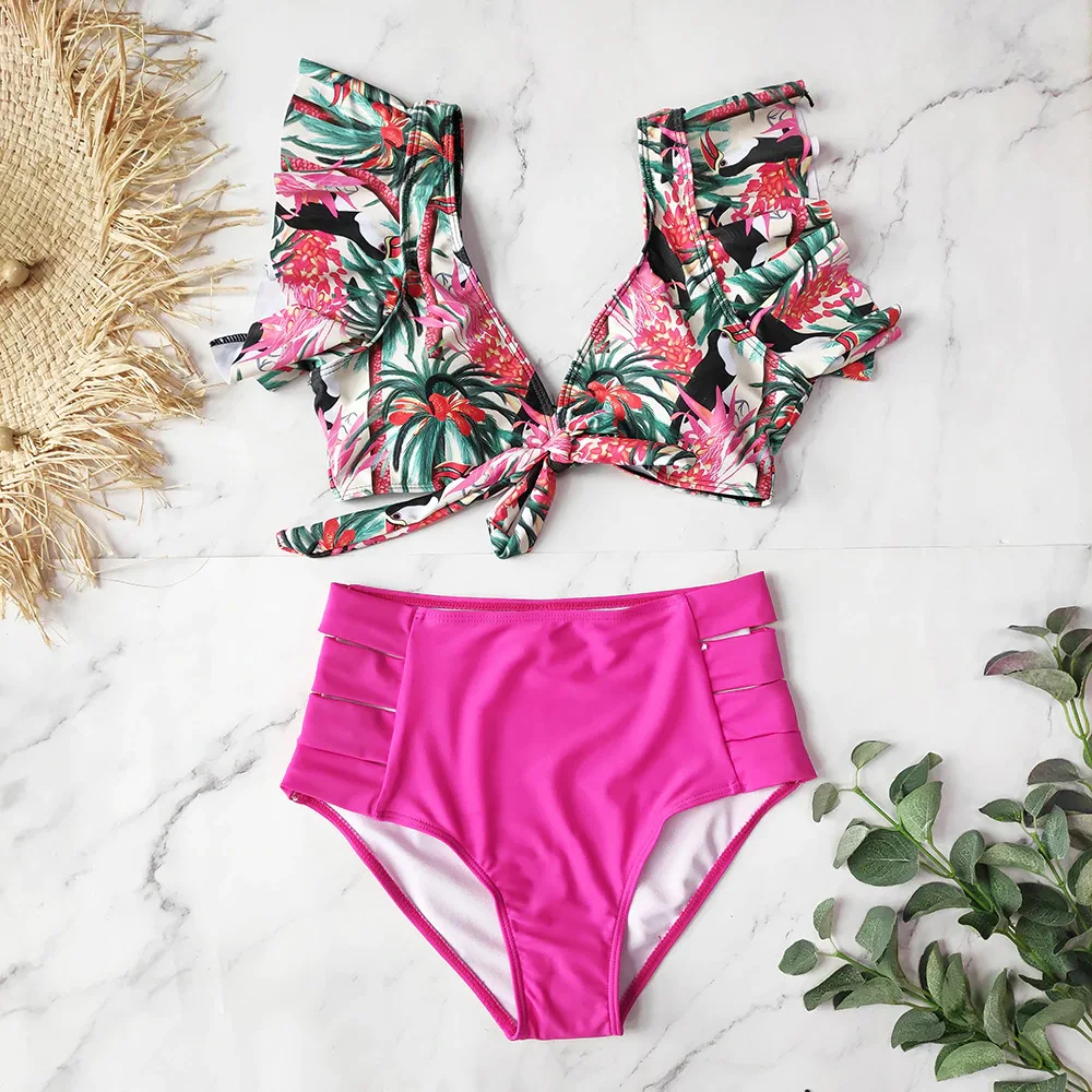 Ruffled Deep-V Neck Bikini 2021 New Women Swimsuit Hollow Out Brazilian Set Swimwear Girl Beach Wear Bathing Suit 
Ruffled Deep-V Neck Bikini 2021 New Women Swimsuit Hollow Out Brazilian Set Swimwear Girl Beach Wear Bathing Suit