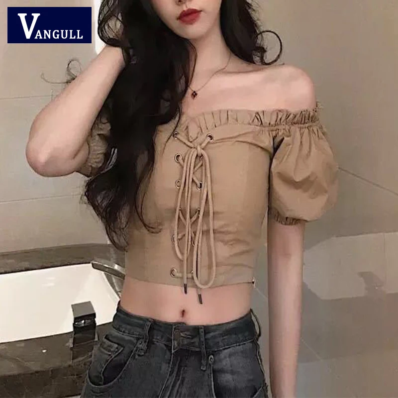 Женская короткая рубашка Vangull, повседневная Укороченная рубашка в стиле ретро с открытыми плечами, вырезом лодочкой и рукавами-фонариками, ...
Женская короткая рубашка Vangull, повседневная Укороченная рубашка в стиле ретро с открытыми плечами, вырезом лодочкой и рукавами-фонариками, ...