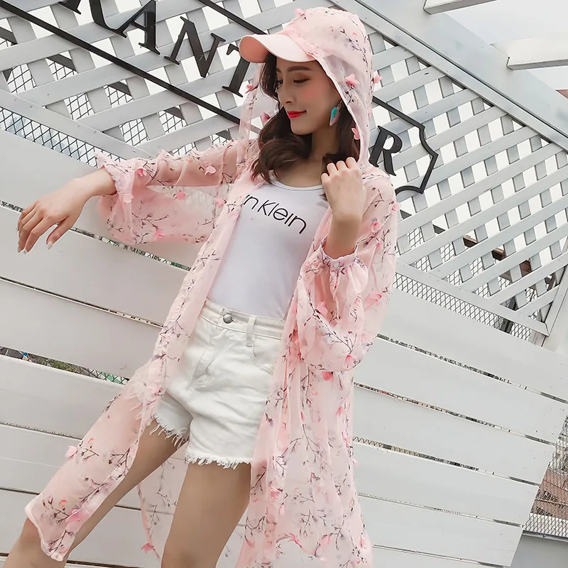 3D Flowers Ultra-thin Beach Chiffon Sunscreen Floral Printed Jacket Hooded Perspective Coat Long Sleeve Cardigan Irregular Tops
3D Flowers Ultra-thin Beach Chiffon Sunscreen Floral Printed Jacket Hooded Perspective Coat Long Sleeve Cardigan Irregular Tops