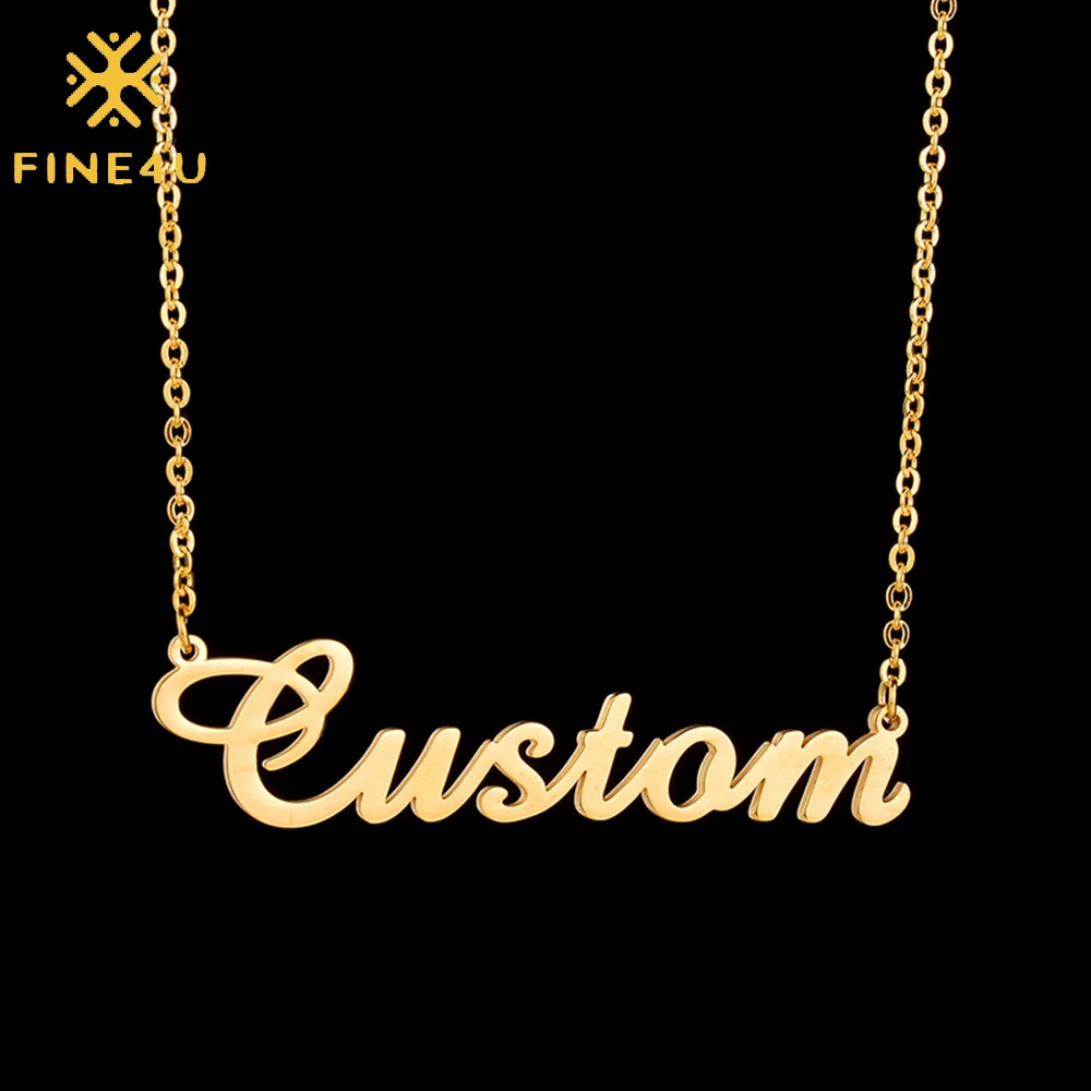 FINE4U N570 Customized Fashion Stainless Steel Name Necklace Personalized Letter Gold Choker Necklace Pendant Nameplate Gift
FINE4U N570 Customized Fashion Stainless Steel Name Necklace Personalized Letter Gold Choker Necklace Pendant Nameplate Gift