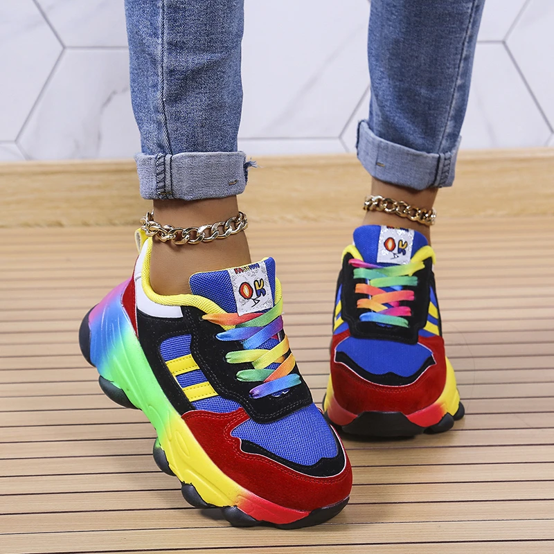 Spring and autumn new thick-soled women's sports shoes casual color matching women's heightened vulcanized shoes running shoes
Spring and autumn new thick-soled women's sports shoes casual color matching women's heightened vulcanized shoes running shoes