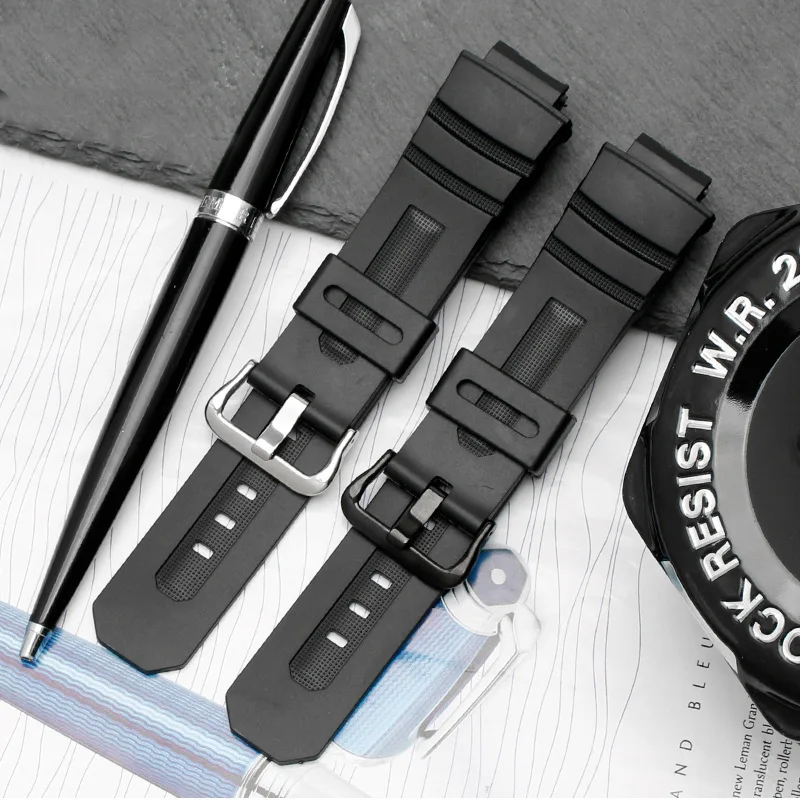 Watch Accessories Band for Casio AWG-M100 AW-590 AW-591 G-7700 series Men Chain 16mm Silicone Strap Belt | Наручные часы