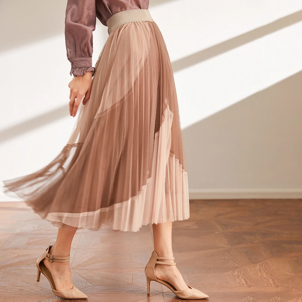 Women's Elegant Color Block Mesh Skirt 2021 Spring Boho Korean High Waist Pleated 3 Layers Tulle Pleated Midi Skirts Saias
Women's Elegant Color Block Mesh Skirt 2021 Spring Boho Korean High Waist Pleated 3 Layers Tulle Pleated Midi Skirts Saias
