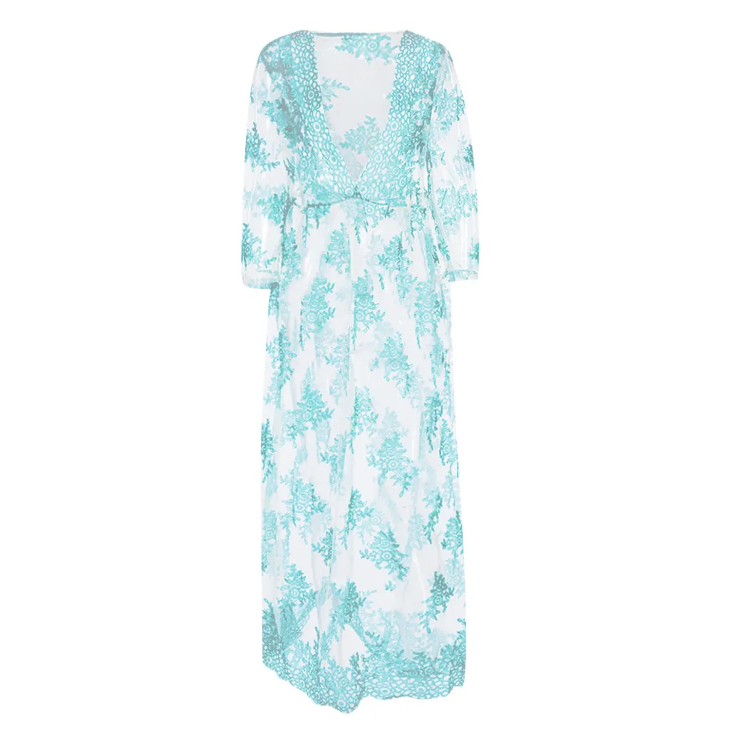 Swimwear Beach Dress Sexy Women Mesh Long Sleeve Lace Casual Evening Party Long Maxi Dress Bathing Suit Cover-ups Vestido Playa 
Swimwear Beach Dress Sexy Women Mesh Long Sleeve Lace Casual Evening Party Long Maxi Dress Bathing Suit Cover-ups Vestido Playa