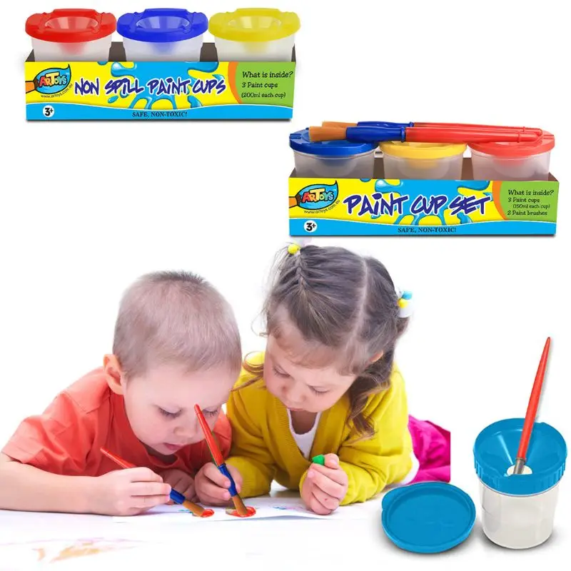 

Spill Proof Paint Cups 200ml For Washable Gouache Paint Kids School Finger Paint C5AE