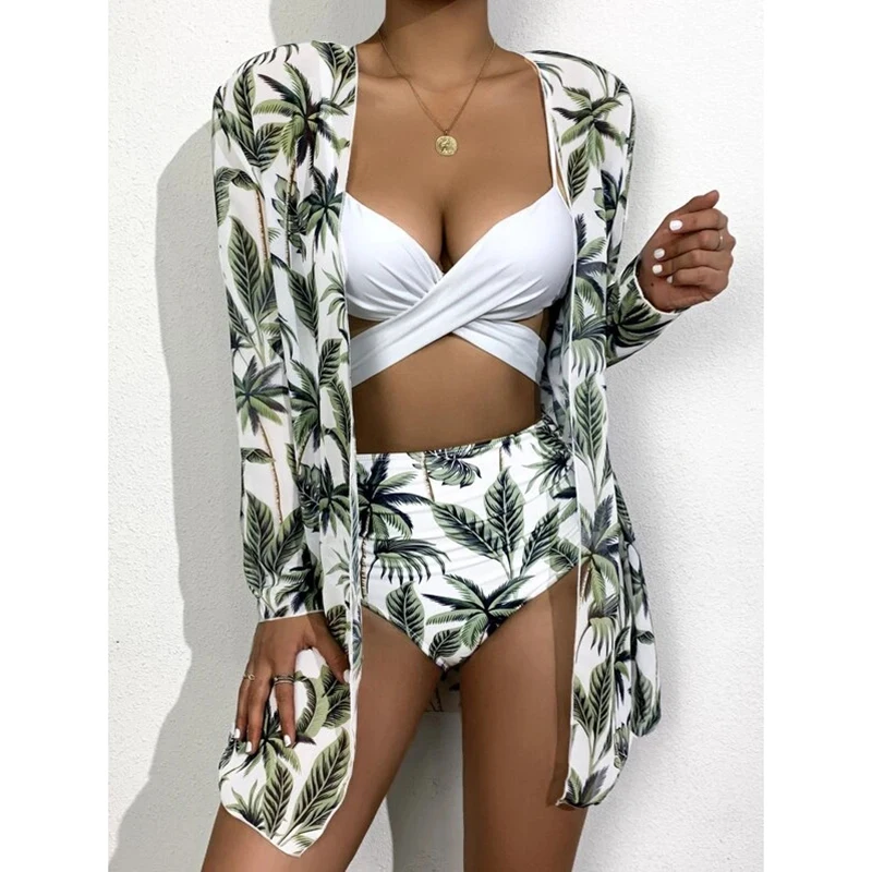 New Printed Bandages Bikini Female Swimsuit Women Swimwear Three-pieces High Waist Bikini Set With Cover Up Bather Bathing Suit
New Printed Bandages Bikini Female Swimsuit Women Swimwear Three-pieces High Waist Bikini Set With Cover Up Bather Bathing Suit