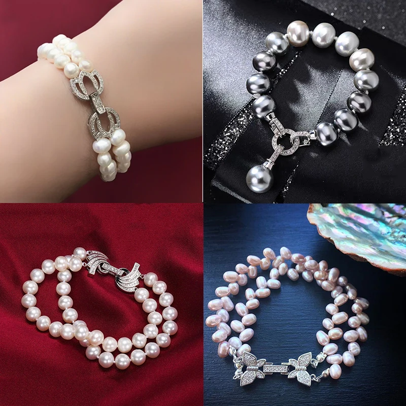 Juya DIY Women Beadwork Jewelry Making Fastener Pearls Clasps Supplies Micro Pave Zircon Decorative Metal Closure | Украшения и