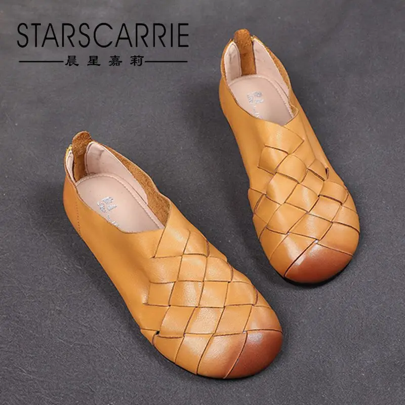 2021 spring New Retro Leather Women's shoes hand woven hollow sandals lace up low heel flat bottom Roman single shoes
2021 spring New Retro Leather Women's shoes hand woven hollow sandals lace up low heel flat bottom Roman single shoes