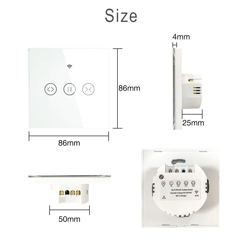 WiFi RF433 Smart Touch Panel Curtain Roller Shutter Switch Blinds Smart Life App Remote Control Works with Alexa Echo
WiFi RF433 Smart Touch Panel Curtain Roller Shutter Switch Blinds Smart Life App Remote Control Works with Alexa Echo