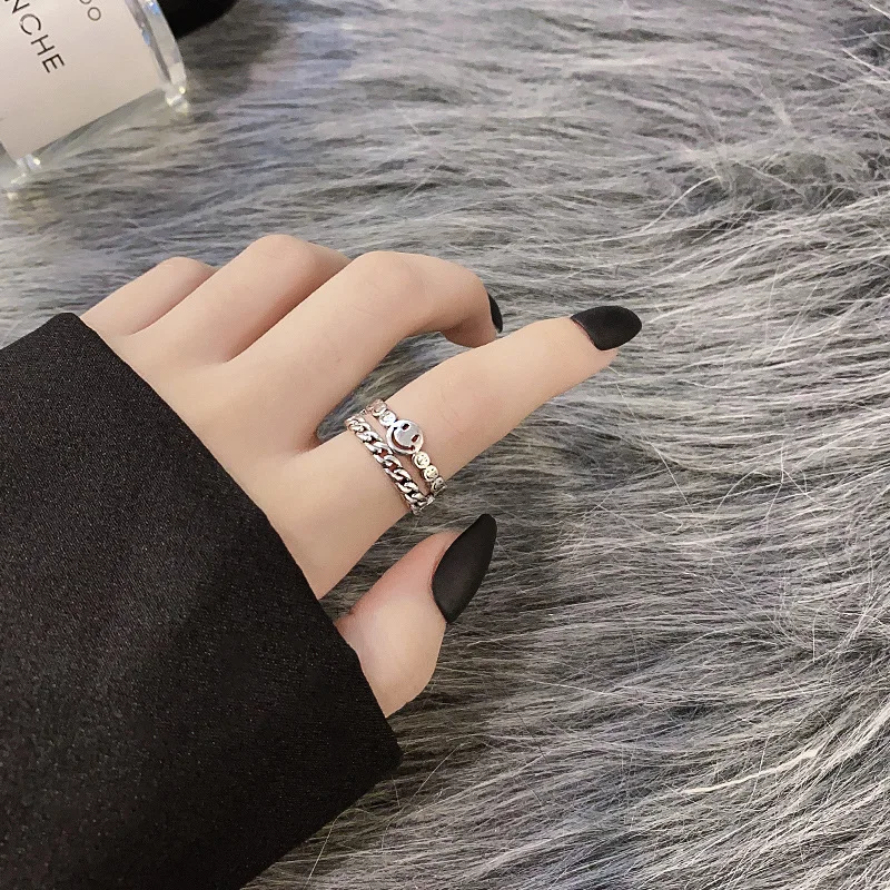 Korean retro punk ring fashion personality open smiling face multi-layer female ring
Korean retro punk ring fashion personality open smiling face multi-layer female ring
