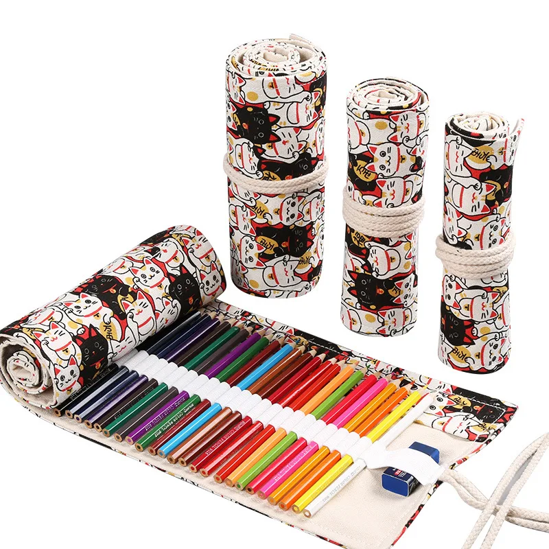Cute Cat School Pencil Case Roll 12/24/36/48/72 Holes for Girls Boys Pencilcase Canvas Cartridge Penal Stationery Large Pen Bag
Cute Cat School Pencil Case Roll 12/24/36/48/72 Holes for Girls Boys Pencilcase Canvas Cartridge Penal Stationery Large Pen Bag