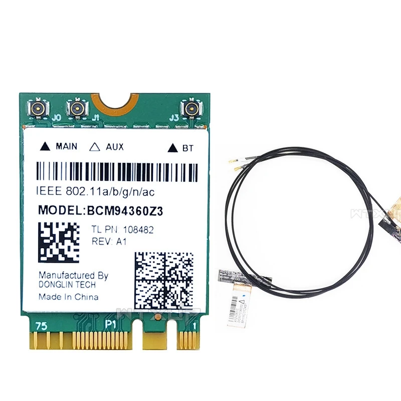 Dual Band 1200Mbps BCM94360NG BCM94360Z3 WiFi Card for MacOS 802.11Ac Bluetooth 4.0 Wireless Adapter Antenna Kit
Dual Band 1200Mbps BCM94360NG BCM94360Z3 WiFi Card for MacOS 802.11Ac Bluetooth 4.0 Wireless Adapter Antenna Kit
