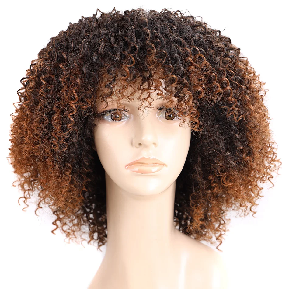 Short Afro Kinky Curly Wigs With Bangs For Black Women African Synthetic Ombre Brown Cosplay Natural Glueless Wig 14 INCH
Short Afro Kinky Curly Wigs With Bangs For Black Women African Synthetic Ombre Brown Cosplay Natural Glueless Wig 14 INCH