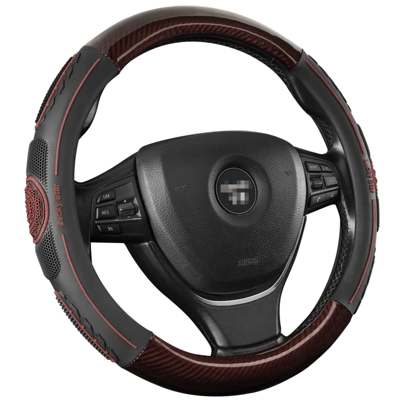 Car Steering Wheel Cover Breathable Anti Slip PU Leather Carbon Fiber for BMW 330e M235i Compact 520d 518d 428i 530d 130i | Автомобили и
