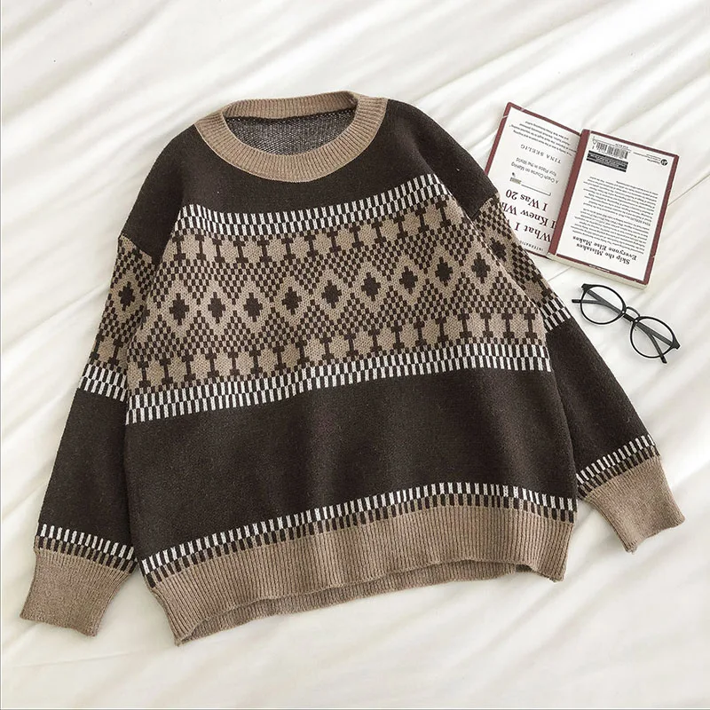 New Women's Harajuku Sweater Fashion Korean Autumn Winter Loose Oversize Argyle Knitted Sweaters Woman Vintage Pullover Tops
New Women's Harajuku Sweater Fashion Korean Autumn Winter Loose Oversize Argyle Knitted Sweaters Woman Vintage Pullover Tops
