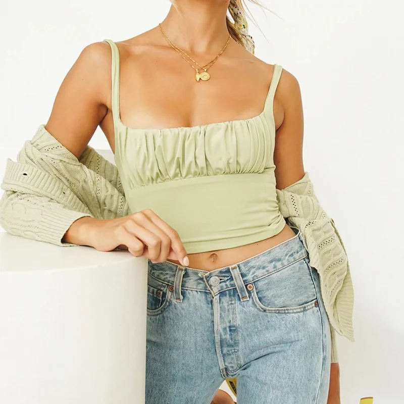 Summer 2021 Tight Crop Top Folds Sexy Halter Top Fitness Fashion Woman's Sexy Tank Top Short Ladies Backless Clothing
Summer 2021 Tight Crop Top Folds Sexy Halter Top Fitness Fashion Woman's Sexy Tank Top Short Ladies Backless Clothing