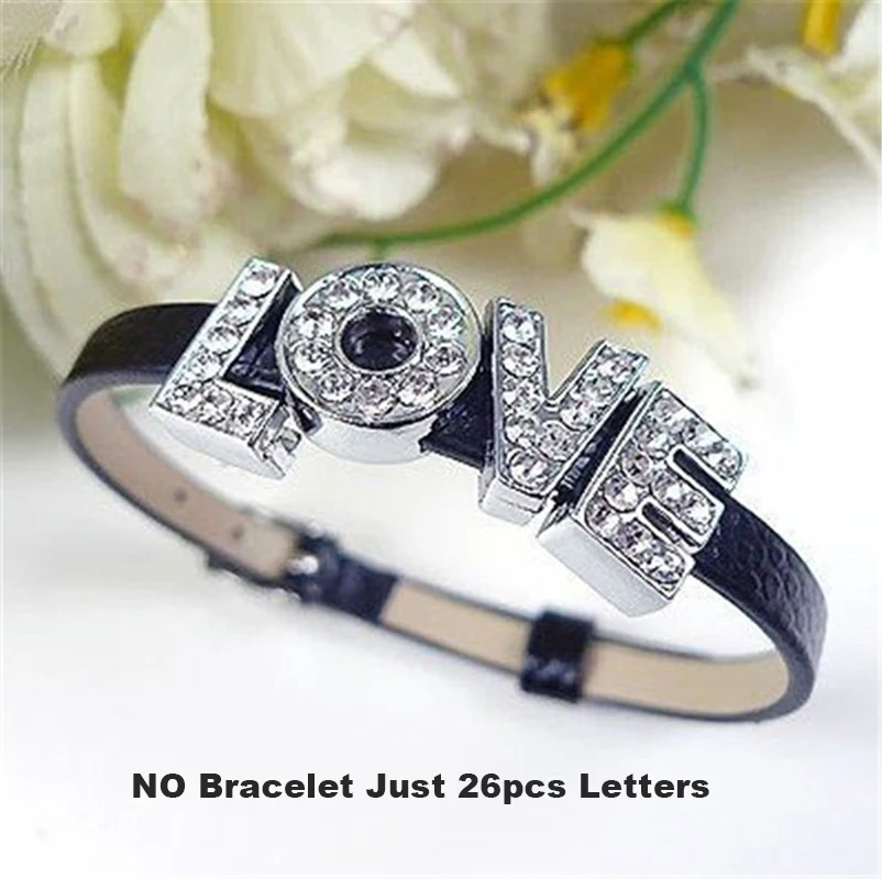 26Pcs/Lot Slide Letter Charms For Bracelet Making Women Jewelry 8mm Rhinestone Alphabet A-Z DIY Choker Necklace Keychain - купить по