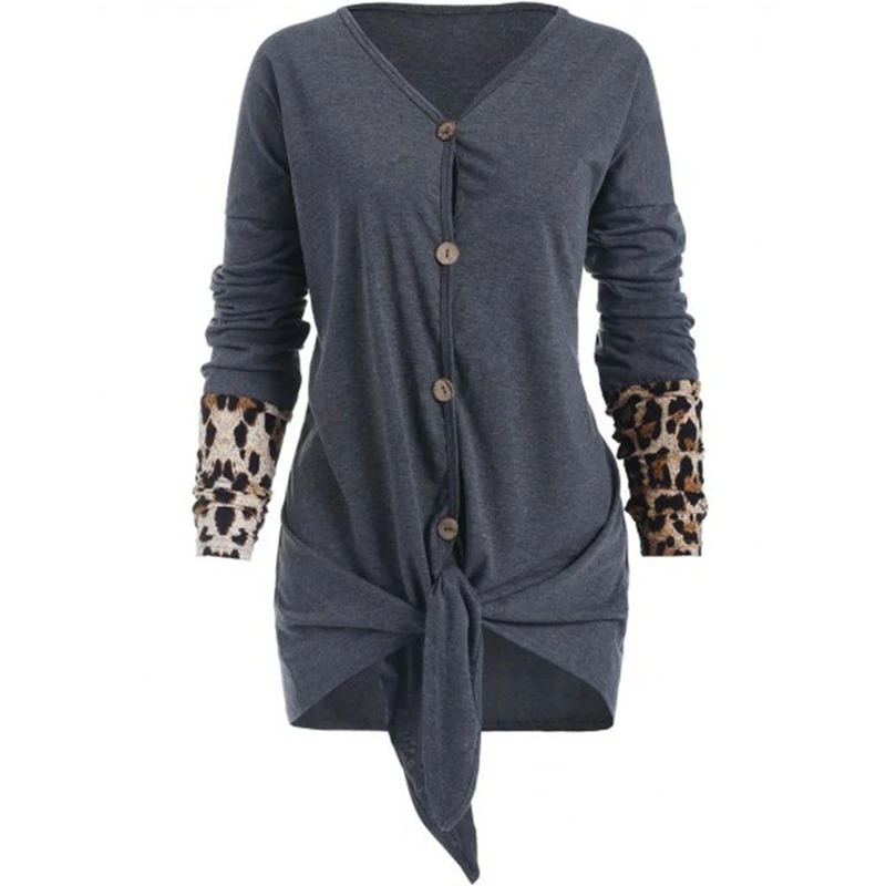 Large size long-sleeved T-shirt 5XL - 9XL bust 142CM fashion women's cuff leopard stitching V-neck single-breasted knotted
Large size long-sleeved T-shirt 5XL - 9XL bust 142CM fashion women's cuff leopard stitching V-neck single-breasted knotted