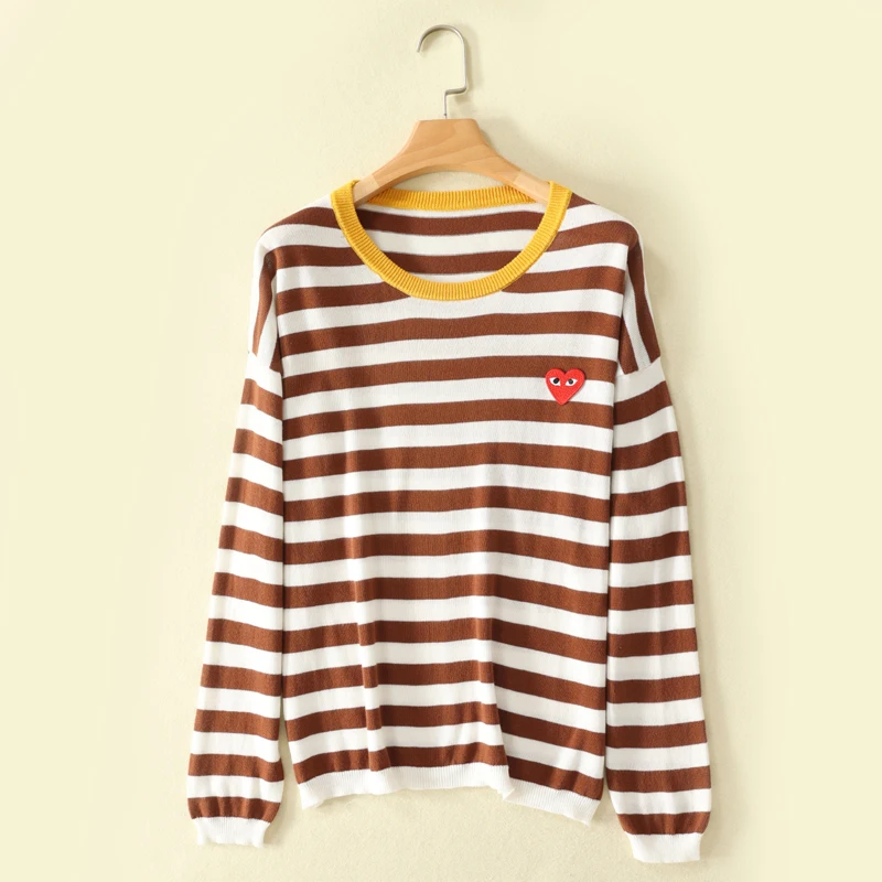 Fashion 2021 pure cotton Women's stripe Love heart embroidery T-Shirts Long Sleeve Elegant Female Tee Shirts Embroidery Tops
Fashion 2021 pure cotton Women's stripe Love heart embroidery T-Shirts Long Sleeve Elegant Female Tee Shirts Embroidery Tops