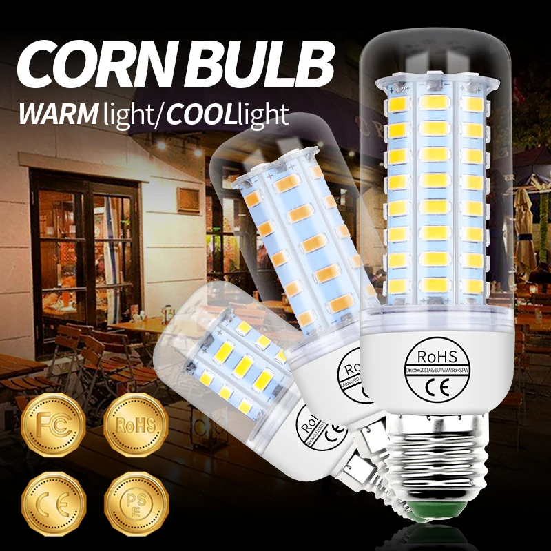 

AC220V GU10 LED Corn Light Bulb E14 Candle Lamp Led E27 Bombillas SMD5730 Energy Saving Lampada For Home Spotlight No Flicker