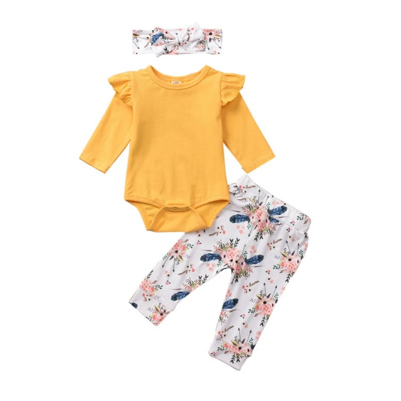 3pcs Infant Baby Girl Autumn Clothes Adorable Long Flare Sleeve Solid Print Romper Tops Floral Trousers Headband Outfits
3pcs Infant Baby Girl Autumn Clothes Adorable Long Flare Sleeve Solid Print Romper Tops Floral Trousers Headband Outfits
