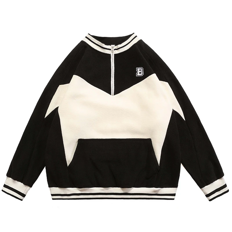 2021 Winter Unisex Oversize Patchwork Color Block Fleece Sweatshirts Mens Long Sleeve Half Zipper Thick Pullover Tops Coats
2021 Winter Unisex Oversize Patchwork Color Block Fleece Sweatshirts Mens Long Sleeve Half Zipper Thick Pullover Tops Coats
