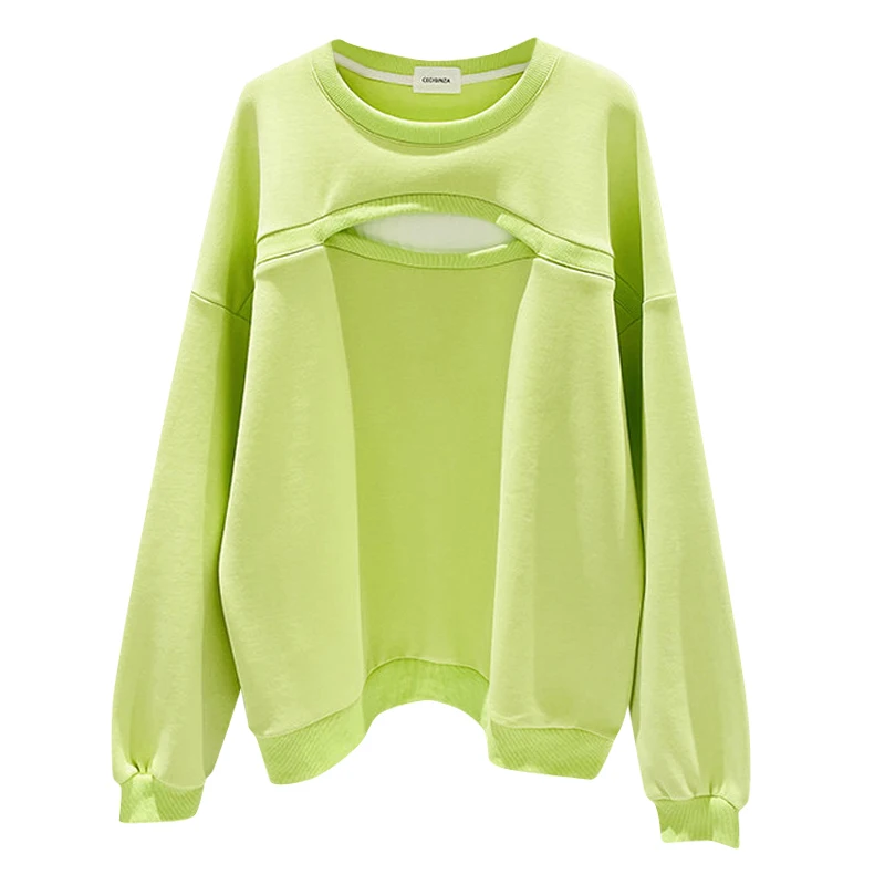 2021 New Spring Fake Two Piece Hollow Out Sweatshirts Women Loose Korean Plain Pullovers Simple Female Hoodies
2021 New Spring Fake Two Piece Hollow Out Sweatshirts Women Loose Korean Plain Pullovers Simple Female Hoodies