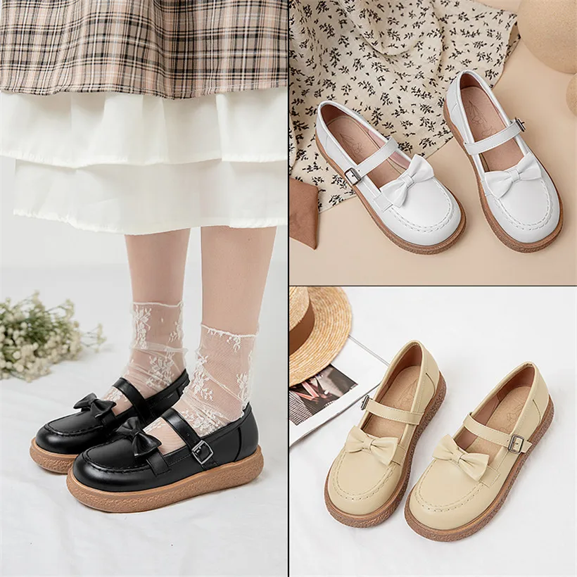 Big Size Lovely Bowtie Women Flats White Black Casual Party Round Toe Platform Mary Janes Buckle Strap Thick Heels Lolita Shoes
Big Size Lovely Bowtie Women Flats White Black Casual Party Round Toe Platform Mary Janes Buckle Strap Thick Heels Lolita Shoes
