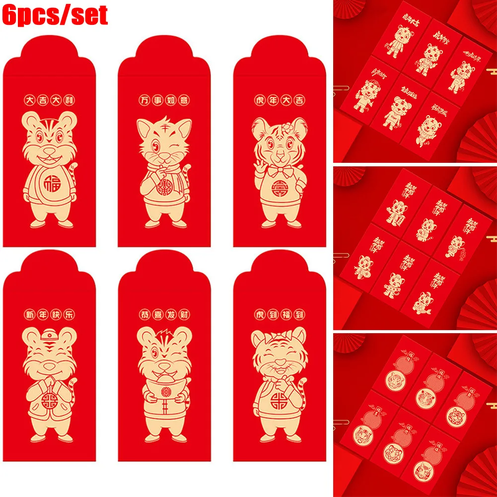6pcs/set Creative Chinese Style 2022 Of Tiger Year Red Envelope Red Pockets Lucky Money Red Envelope New Year Festival Gifts
6pcs/set Creative Chinese Style 2022 Of Tiger Year Red Envelope Red Pockets Lucky Money Red Envelope New Year Festival Gifts