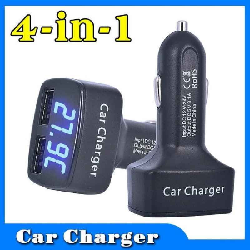 Universal Cars Charger Dual DC 5V 3.1A 4 in 1 LED Digital Voltmeter Ammeter Thermometer USB Voltage Temperature Meter Adapter
Universal Cars Charger Dual DC 5V 3.1A 4 in 1 LED Digital Voltmeter Ammeter Thermometer USB Voltage Temperature Meter Adapter