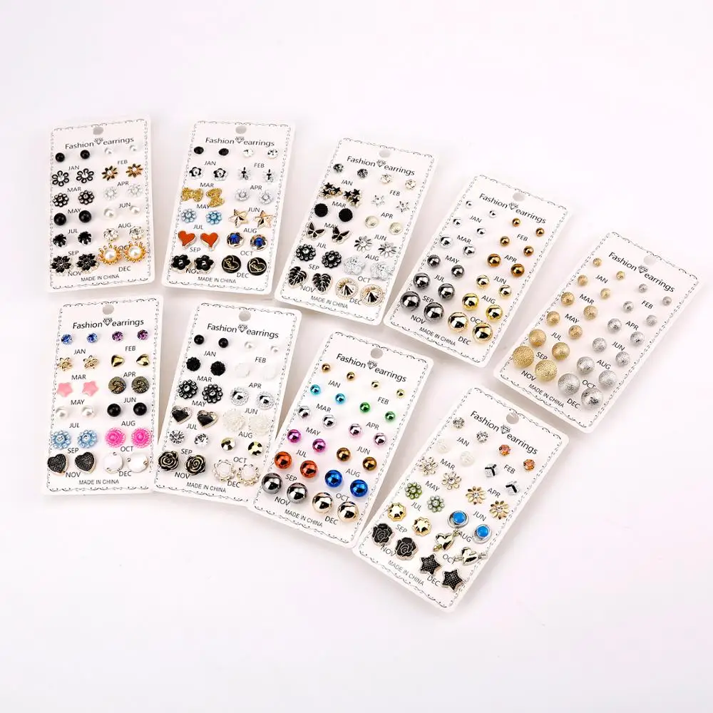 12 Pairs/set Crystal Rhinestone Flower Star Butterfly Geometric 2020 Earrings Set Women Korea Jewelry Piercing Ball Stud Earring
12 Pairs/set Crystal Rhinestone Flower Star Butterfly Geometric 2020 Earrings Set Women Korea Jewelry Piercing Ball Stud Earring