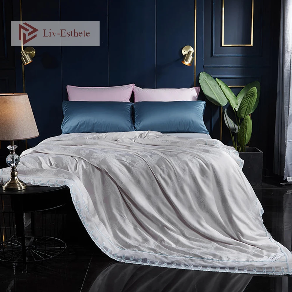 

Liv-эстет домашний текстиль серый жаккард 100% шелк Стёганое одеяло кружева белый/розовый/бежевый наполнитель шелковое одеяло ручной работы 4 ...