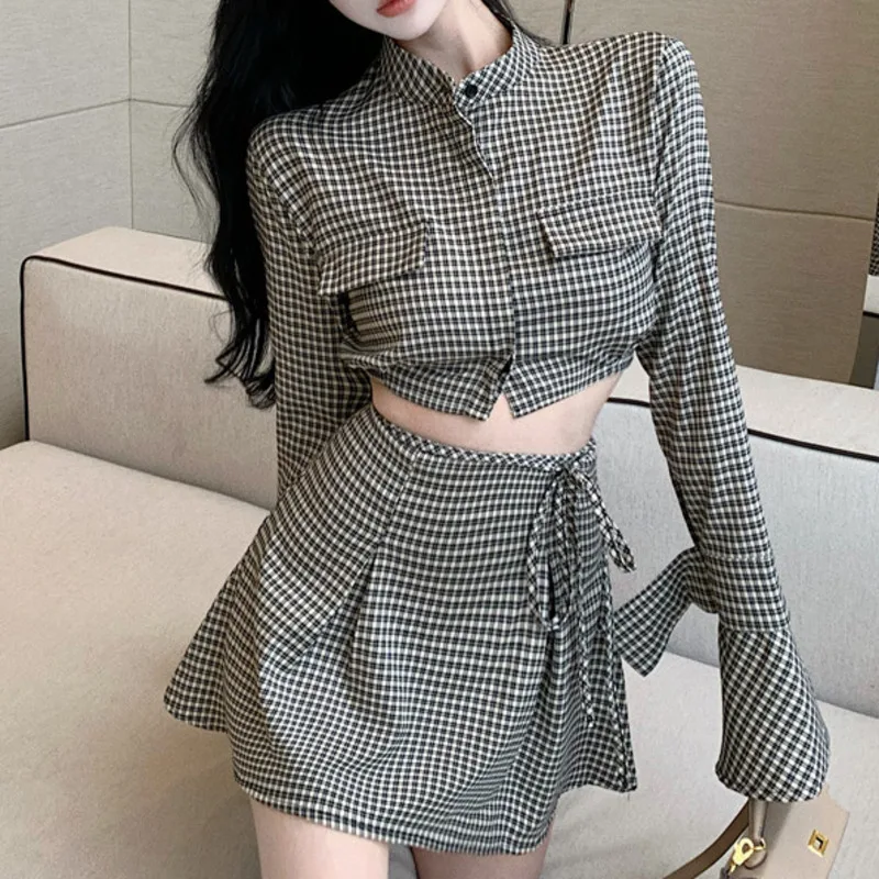 Casual Summer Two Piece Sets Women Shirt Plaid Crop Top + High Waist Short Lace Up Skirt Suits Korean Fashion Outfits 2021 New
Casual Summer Two Piece Sets Women Shirt Plaid Crop Top + High Waist Short Lace Up Skirt Suits Korean Fashion Outfits 2021 New